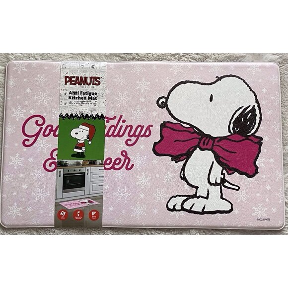 Peanuts Snoopy Christmas Kitchen Mat Anti Fatigue 18x30” Good Tidings & Cheer - Picture 1 of 12